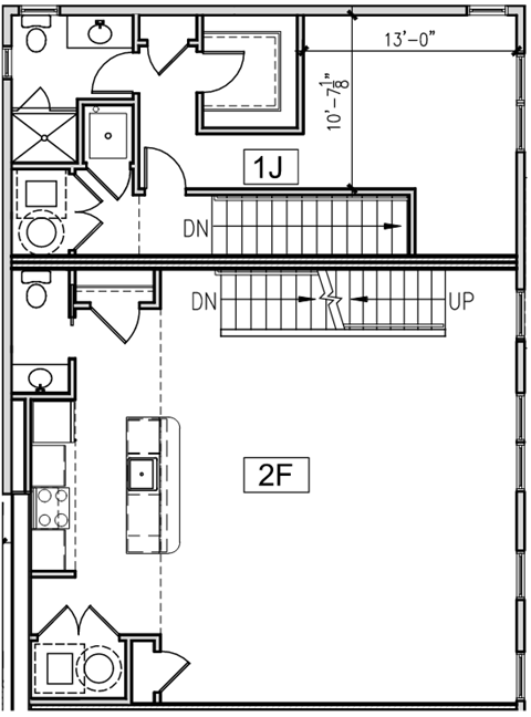 A floor plan of a two-story house with a garage on the first floor and a living area on the second floor.